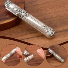 Vintage Needle Storage Case Antique Silver Needles Tubes Toothpick Keeper Holder