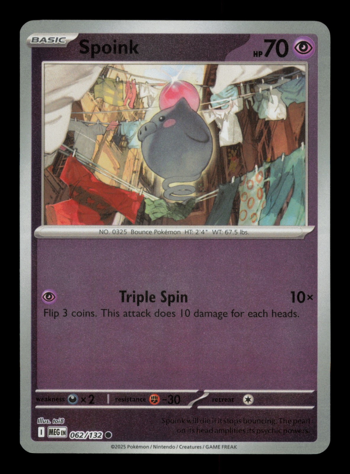 Spoink Common ME01: Mega Evolution 062/132 Reverse Holo NM