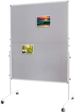 Cork Felt Bulletin Board Gray on Wheels, 60 X 48 Inchse Large Reversible Notic