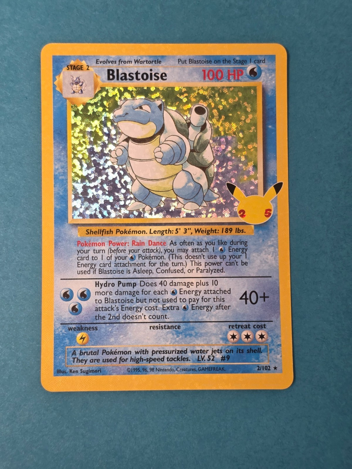 Blastoise 2/102 Celebrations Classic Collection Holo Near Mint Pokémon