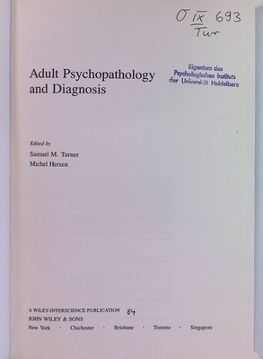 Adult Psychopathology and Diagnosis Wiley Series on Personality Processes Turner