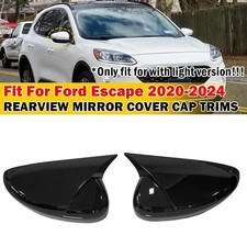 For Ford Escape 2020-26 W/ Mirror Light Horn Style Side Mirror Cap Covers Black
