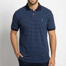Polo Ralph Lauren Striped Polo Shirt Men's XL Navy Blue Short Sleeve Classic Fit