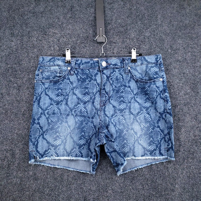 Seven 7 Weekend Short Womens 12 Blue Python Indigo Snake Print Denim Cut Off