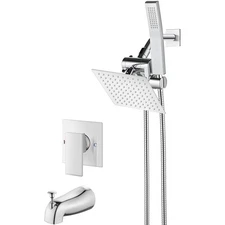Shower Tub Faucet Set with Handheld Spray Shower System Single Shower Rainfal...