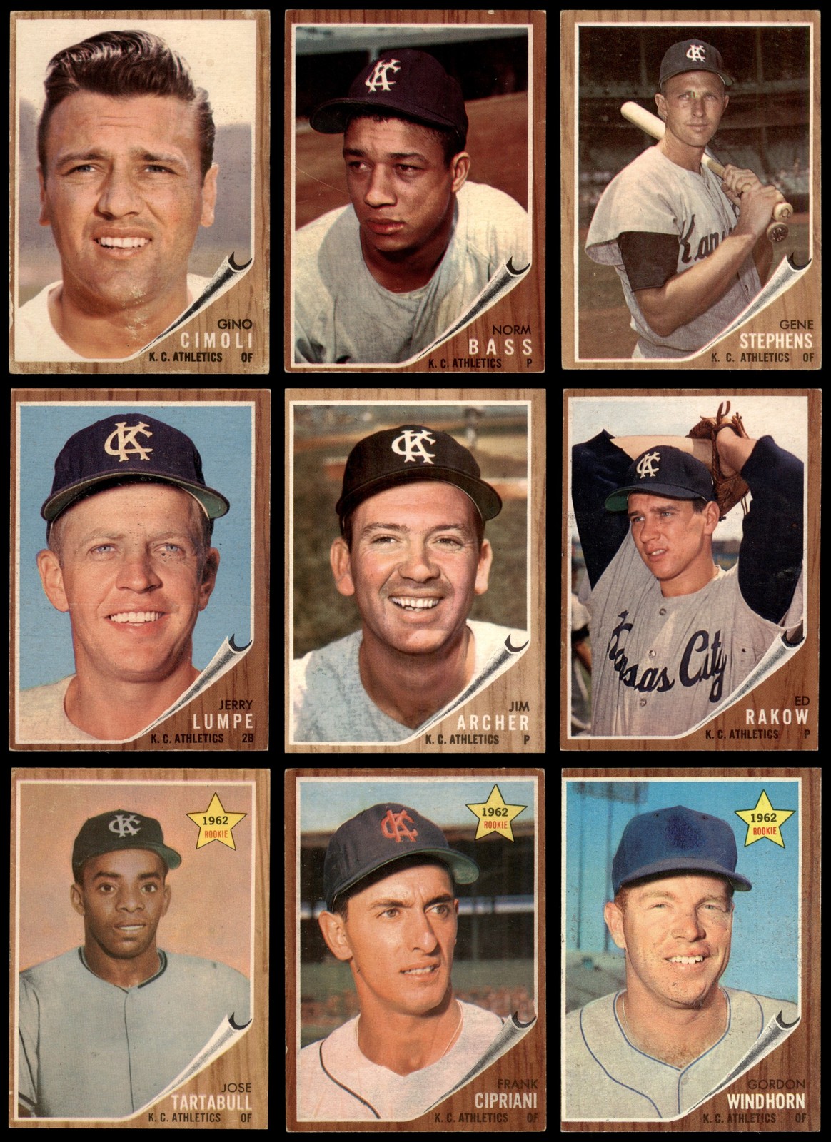 1962 Topps Athletics ( A's ) Near Team Set 3.5 - VG+ 7031794 (19 / 26 cards)