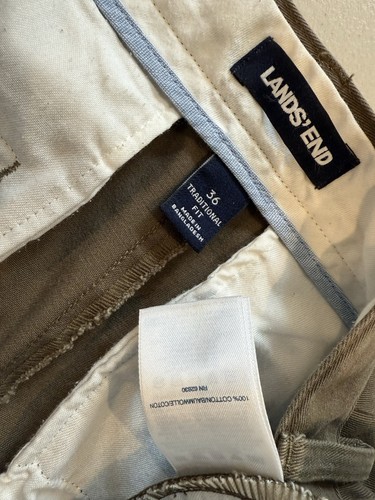 Lands End Dress Pants Mens 36x31.5 Brown Traditional Fit 100% Cotton Pockets - Picture 3 of 7