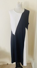 NWT Karen Kane Women Maxi Dress 2X A-Line Sleeveless White Navy Blue Colorblock