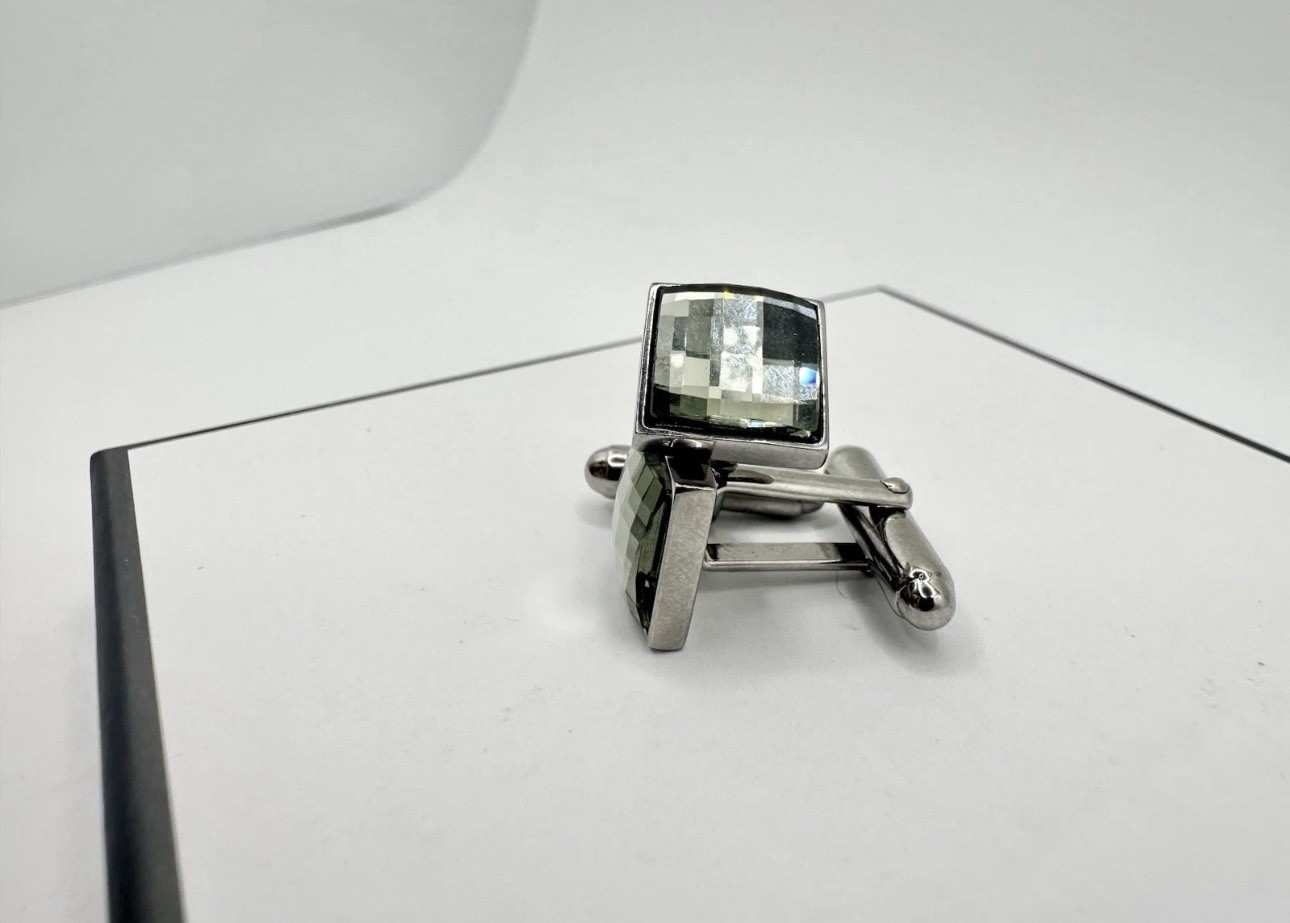Swarovski Men’s Cufflinks – Rectangular Faceted C… - image 4