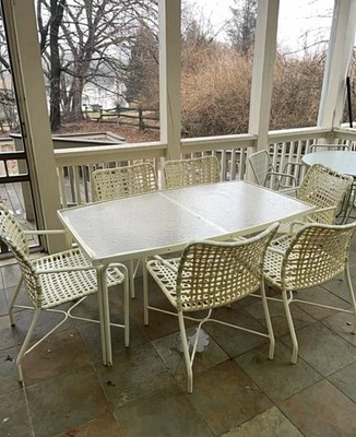 Beautiful Vintage Brown Jordan Patio Set Table & 6 Chairs *****