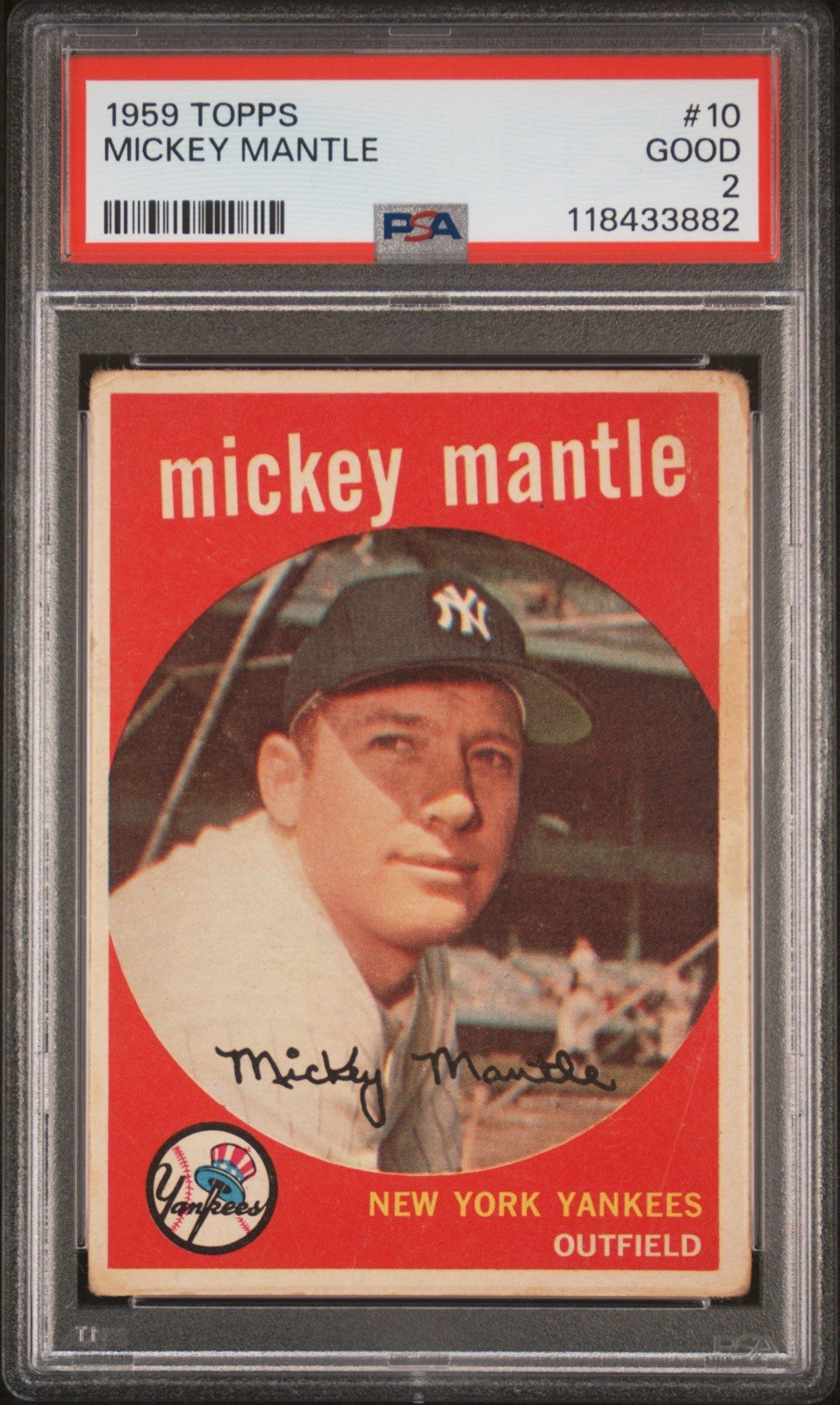 1959 Topps Mickey Mantle #10 PSA 2
