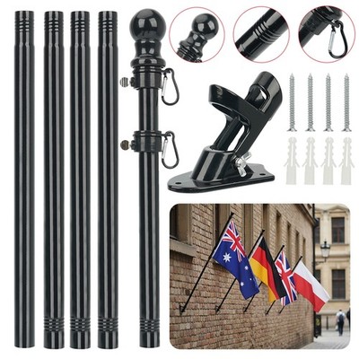 6ft Fahnenmast Fahnemasthalter Wandhalterung Fahnenstange Set mit Sockel für Hof