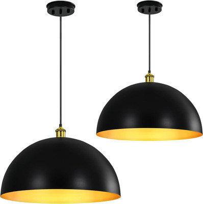 Modern Black & Gold Chandelier Pendant Light Fixture - 12 Inch (2PCS)