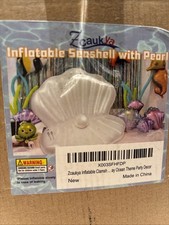 Zcaukya Inflatable Seashell Pool Float, Giant Clam Air-Filled Toys with Pearl Ba
