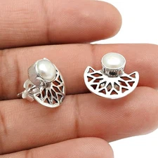 Pearl Stone 925 Solid Silver Stud Wife Birthday Moon Butterfly Earrings Jewelry