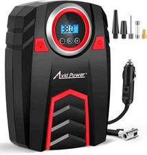 Avid Power 12V DC Air Compressor w/Digital Pressure Gauge, Car Tire Pump w/LED L