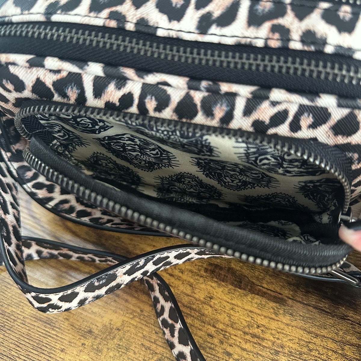 New Ed Hardy Leopard Crossbody Handbag Pink Heart Rose Tiger