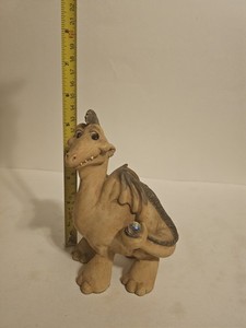 Resin Brown Dragon w/Gem Ball Figurine Statue Mythical Creature 5.5 Inches Tall