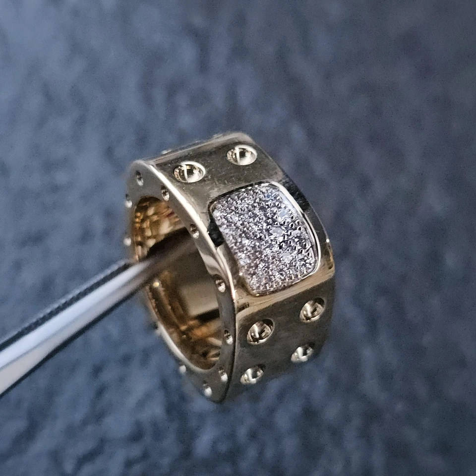 Anillo Roberto Coin Pois Moisés Doble Fila Diamante Oro 18k Talla 6 10.8g Foto 2 de 4