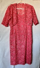 Celavie Coral Pink Lace 2 Piece Women’s Cocktail Prom Party Formal Dress Sz L