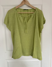 Luisa Cerano Leinen-Shirt Damen Grün  V-Auss...