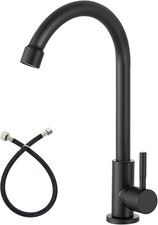 Matte Black Cold Water Only Kitchen Faucet Sink Faucets High Arc Gooseneck 36...