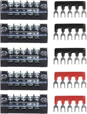 Terminal Block and Strip - 10Pcs (5 Sets) 5 Positions Dual Row 600V 15A Screw Te
