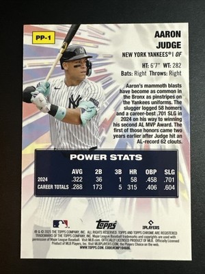 ※1/1 Topps Chrome 田中将大 NY Yankees 2025 Topps Chrome Baseball Aaron Judge Power Players #PP-1 Yankees