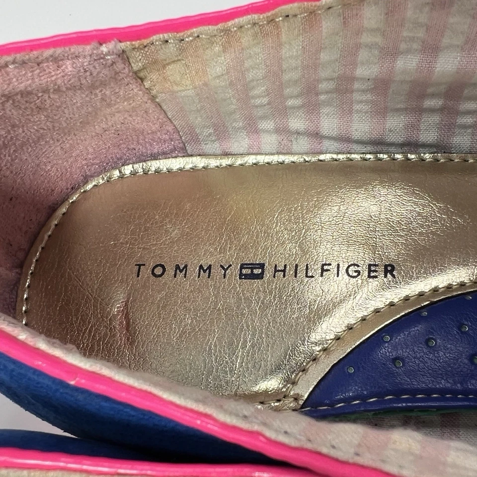Женские туфли-оксфорды Tommy Hilfiger 8,5 M синяя розовая отделка опрятные - Изображение 2 из 4