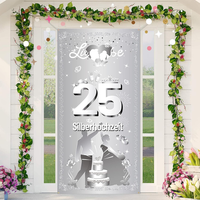 Silberhochzeit TüR Banner FüR 25 Hochzeitstag Dekoration, Silberhochzeit Deko Fü