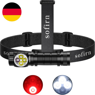 Sofirn HS43 Stirnlampe LED Wiederaufladbar 3200 Lm, Stirnlampe Rotlicht, 130° We