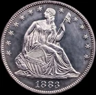 1883 PROOF Seated Liberty Half Dollar Coin SUPERB GEM PROOF CAMEO