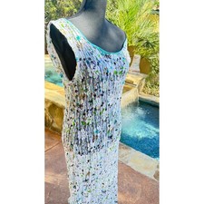 Stretch Lace Floral Maxi Dress Sleeveless Crinkle Bodycon Resort Beach