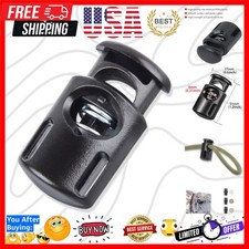 Plastic Cord Locks End Spring Stop Toggle Stoppers Multi-Colour 10PCS, Black