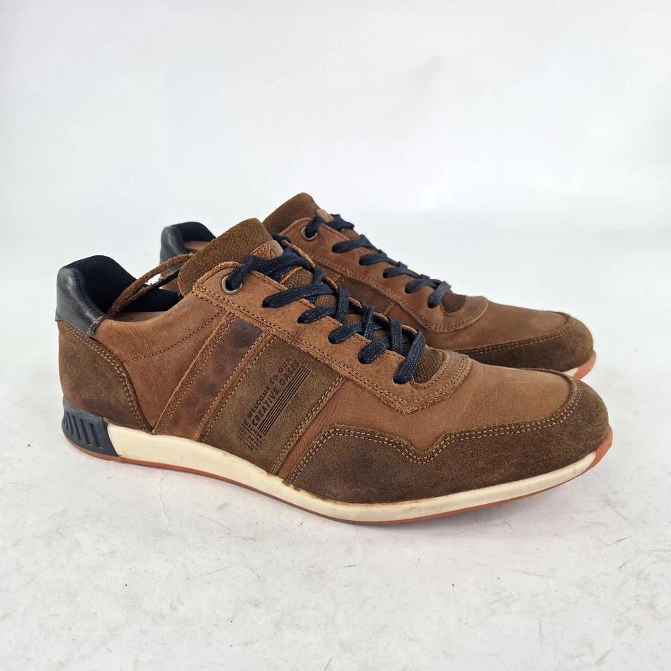 BullBoxer Taryk Low Top Leather Suede Sneakers US 9 Mens Brown Lace Up Shoes - Image 4 of 4