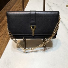 Saint Laurent Black Chain Shoulder Bag Snap Closure Gold Hardware Logo  COA