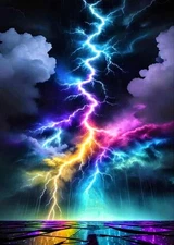 5D Diamond Painting Kit for Adults - Lightning Design 12x16" w/ Round Gems 