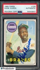 Hank Aaron HOF Signed 1969 Topps #100 Atlanta Braves PSA/DNA AUTO