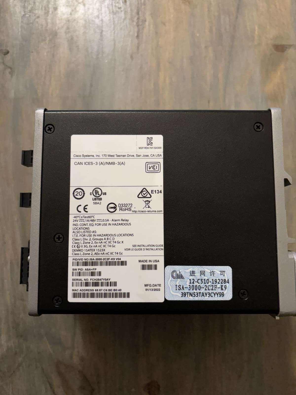 NSSP Cisco ISA 3000 Internet Security Appliance ISA-3000-2C2F-K9 V04 24VDC