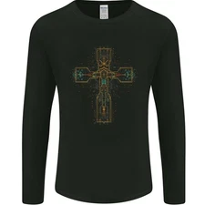 A Circuit Board Cross Gothic Goth Techy Mens Long Sleeve T-Shirt