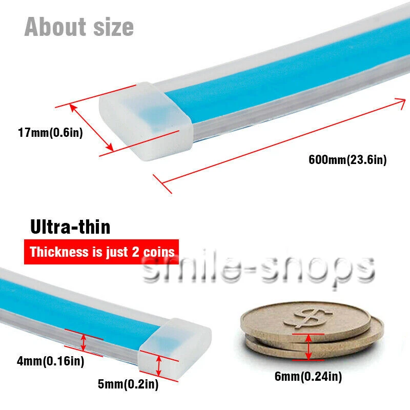 Red＆Amber 60CM Switchback Car DRL LED Light Strip Sequential Flowing Turn Signal - Image 2 of 4