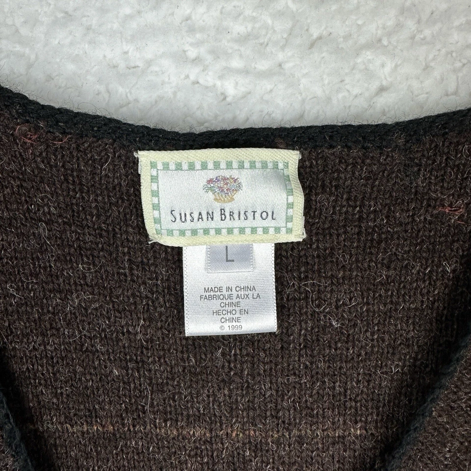 VTG 1999 Susan Bristol Sheep Sweater Vest Shetland Wool Large Brown Lambs *Holes - Image 4 of 4