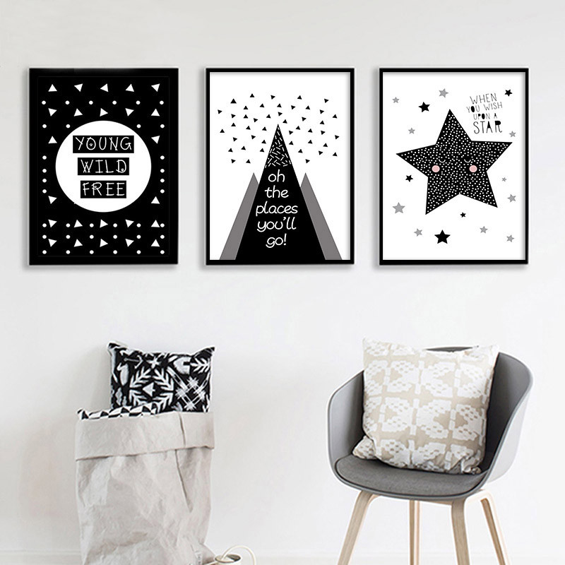 black and white nursery wall decor