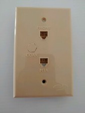 10 Pack DUAL Phone/MTA Jack IVORY Wall Plates w/Terminals  Optional Coax Popout