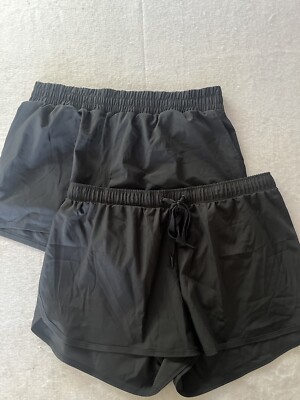 Lot Of 2 Size 16 Kmart Anko Black Activewear Shorts Elastic Waist Drawstring