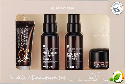 Kit Miniatura Caracol Mizon Set Línea Reparación Limpiador Tono Esencia Crema 4 Piezas - Imagen 2 de 6