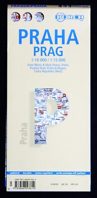 PRAGUE PRAHA CZECHIA CITY STREET HIGHWAY ROAD MAP 2007 LAMINATED