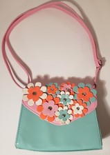 Girls Crossbody Purse Bag Non Leather Stud Flower Snap Close Great Condition