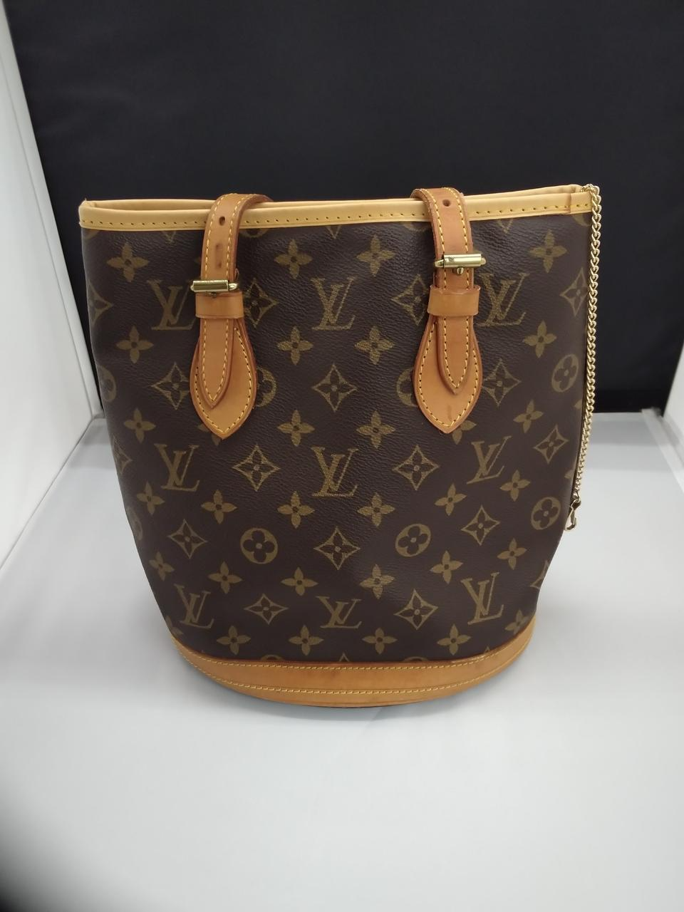 LOUIS VUITTON Monogram Canvas Bucket PM Bag M42238 Brown Tote with Dust Bag-image