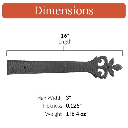 2 Pack 6" 9" 12" Decorative Dummy Strap Hinge, Rustic False Hinge, Iron Faux - Picture 14 of 14